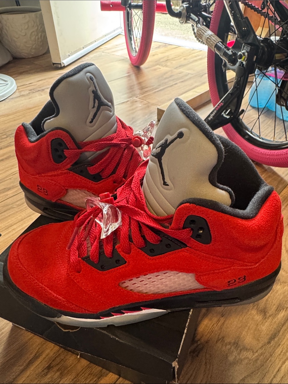 Jordan Kids Red and Black High-Top Sneakers